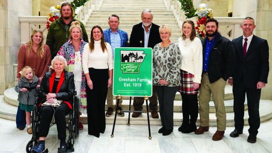 Governor Sanders Inducts Calhoun County 2025 Farm Family Gresham Family Farms into the Arkansas Century Farm Program