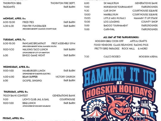 HOGSKIN HOLIDAYS 2026 SCHEDULE OF EVENTS
