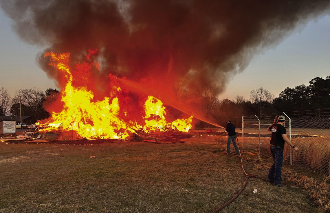 Old Church of Christ Building Burns in Controlled Fire